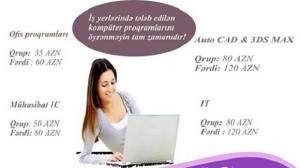 AutoCAD , 3DS max, Mühasibat 1C, Ofis proqramlarını öyrənin