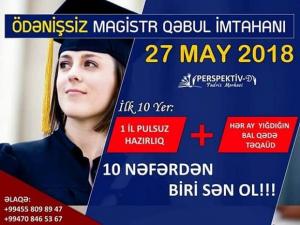 Ödənişsiz magistr qəbul imtahanı