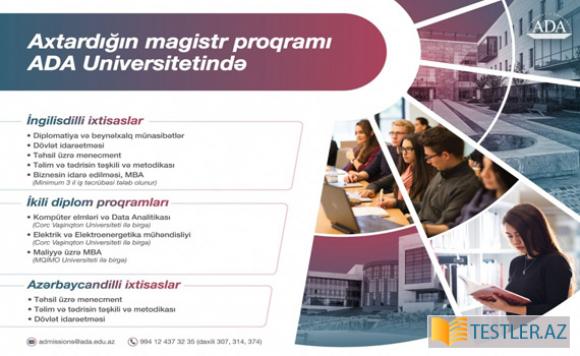 ADA Universitetində magistraturaya sənəd qəbulu başlanır